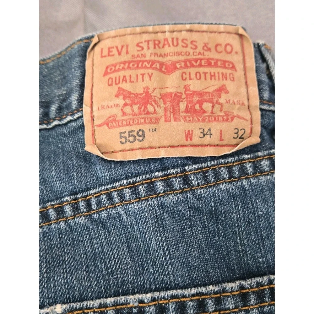 Levis 559 Jeans Mens 34x32 Medium Wash Blue Relaxed Straight Denim 34 x 32